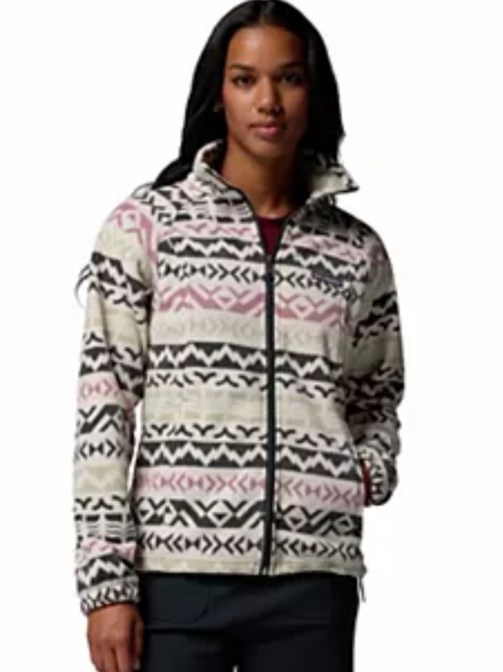 Columbia Women's Cream, Pink & Black Patterned Teddy Jacket